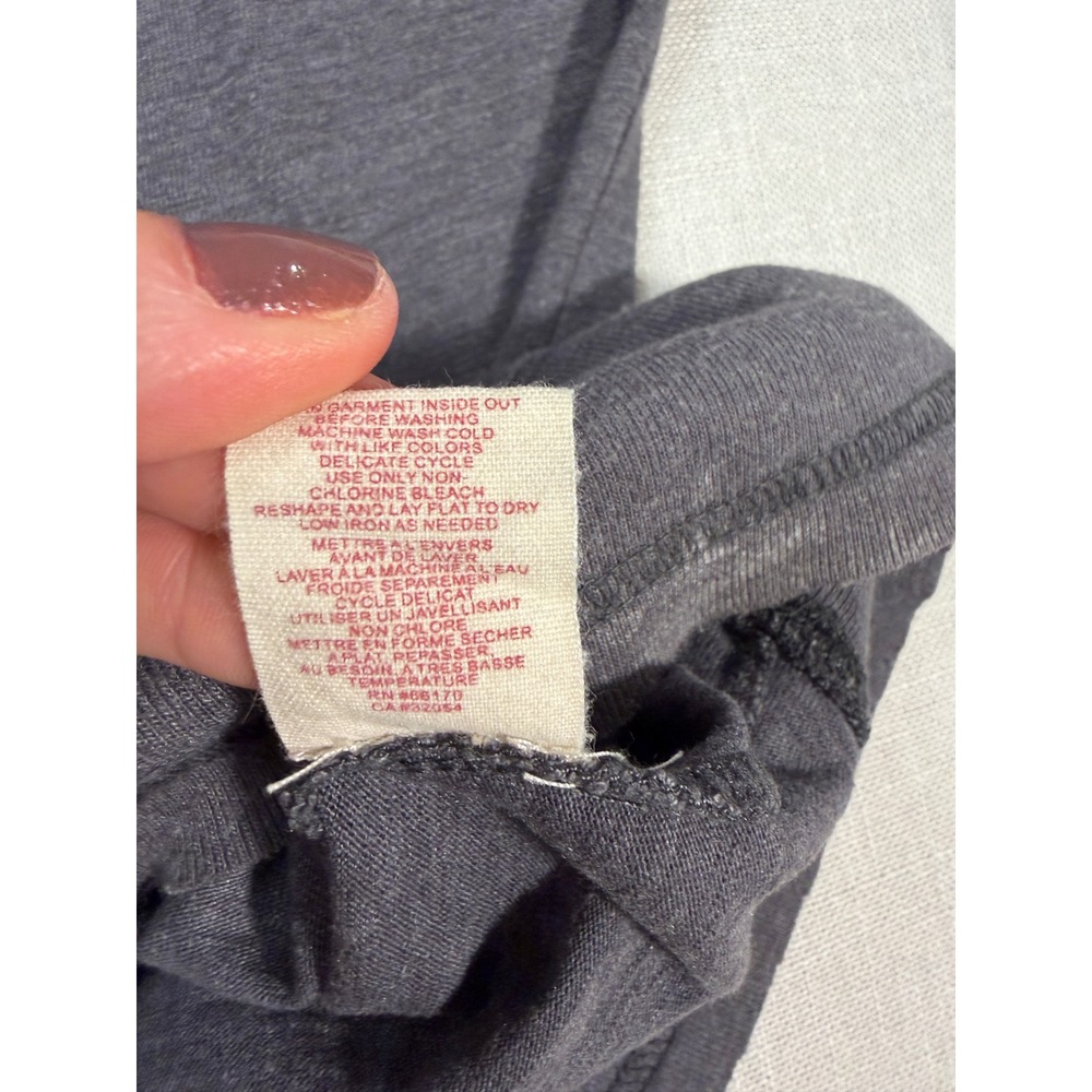 Free People Charcoal Gray Patchwork Henley Long Sleeve Top Small Snap Cuffs - Picture 7 of 10